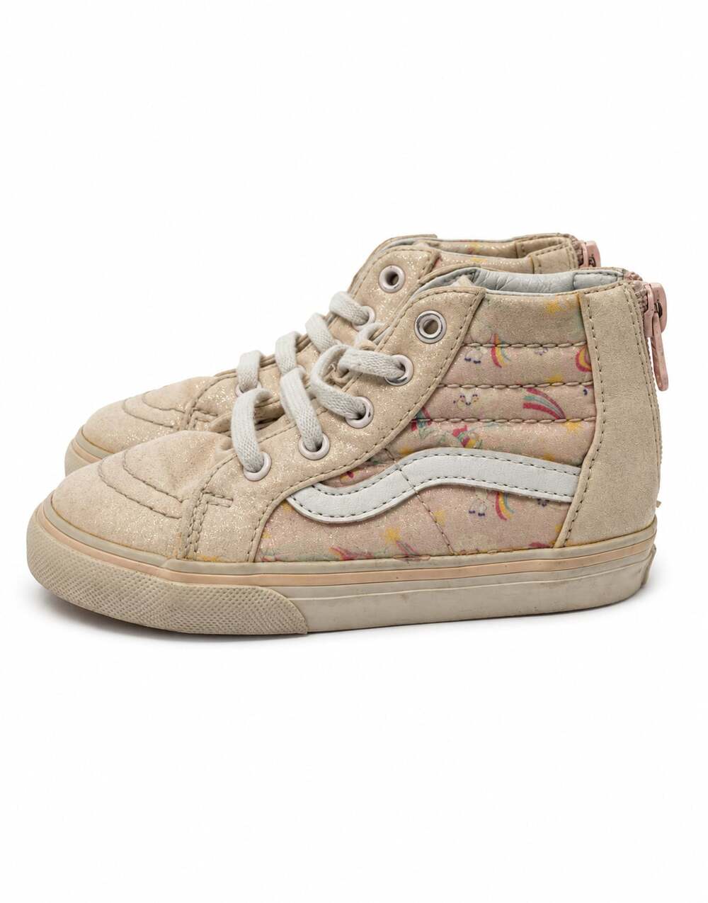 Vans Kids Size 7 Sk8-Hi Reissue Zip Toddler High Top Sneakers Pink Unicorn Rainb